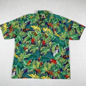 Max Boxxer Button Down Shirt Mens XL Multicolor Tropical Parrot Toucan USA